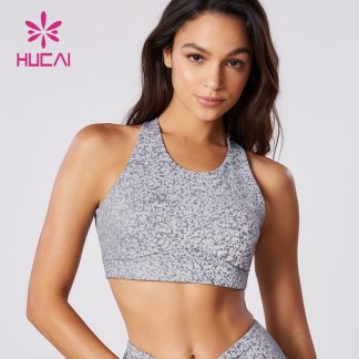 Private Label Sports Bra Reflective Fabric Strappy Female Clothes Factory