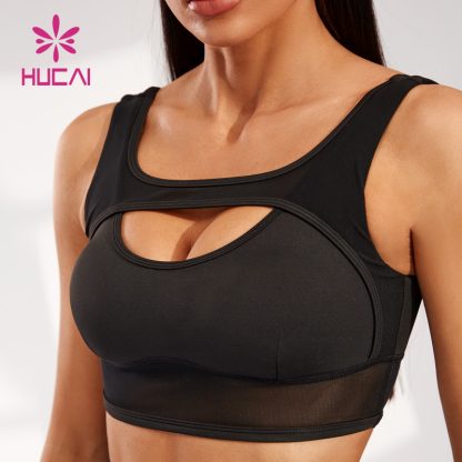 Private Label Stitching Mesh Design Bra Irregular Hollow Yogawear Manufacturer - Image 3
