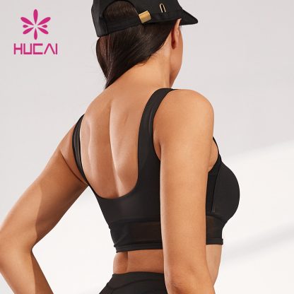 Private Label Stitching Mesh Design Bra Irregular Hollow Yogawear Manufacturer - Image 4