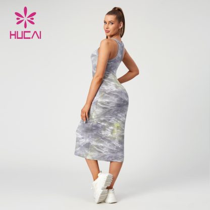 Tie-Dye Cotton Dress Women Ribbed Fabric Digital Printing Custom Sportswear - Image 3