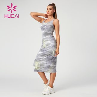 Tie-Dye Cotton Dress Women Ribbed Fabric Digital Printing Custom Sportswear