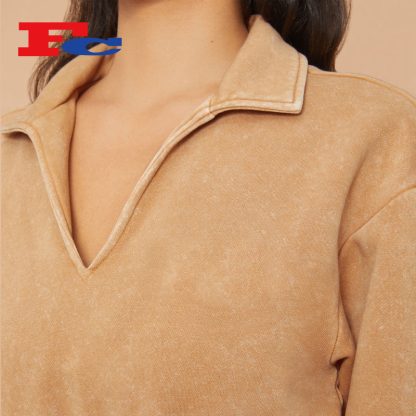 V-neck Women Polo Sweatshirt China Manufacturer - Image 3