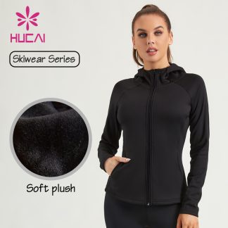 Windproof Coat Hooded Long-Sleeved Women Lady Fitness Jacket Supplier