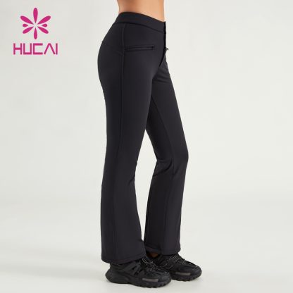 Women Flared Ski Pants OEM Waterproof Fabric Custom Sports Leggings - Image 2
