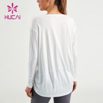 Women Gym Shirts V Neck OVERSIZE Pullover Long Sleeves Private Label - Image 5