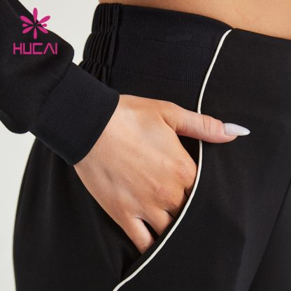 Women Sports Sweatpants Contrasting Stripe Air Cotton Fitness Joggers Supplier - Image 3
