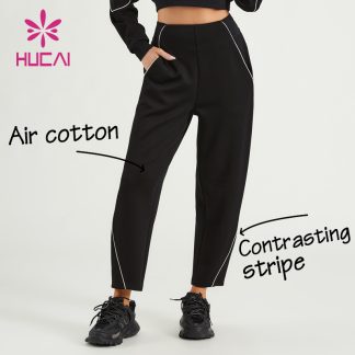 Women Sports Sweatpants Contrasting Stripe Air Cotton Fitness Joggers Supplier