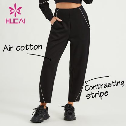 Women Sports Sweatpants Contrasting Stripe Air Cotton Fitness Joggers Supplier