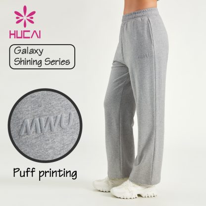 Women Sports Sweatpants Shining Fabric 100% Cotton Printing Joggers Supplier